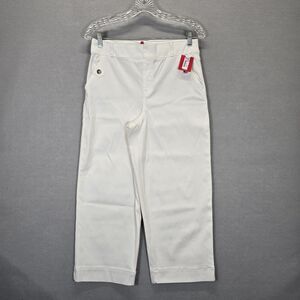 SPANX Stretch Twill Wide Leg Crop Pants White Size Petite Large